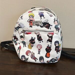 Naruto Shippuden Allover Chibi Character Faux Leather Mini Backpack Tote Bag